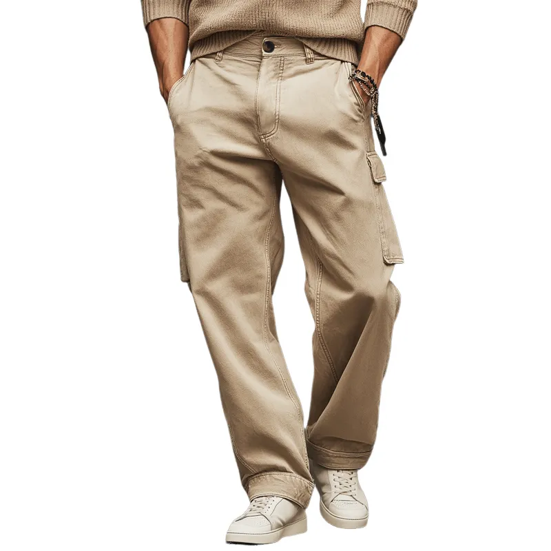 Men's Classic Light Khaki Straight Leg Loose-fitting Jeans MTA3153J0U sold by Manly