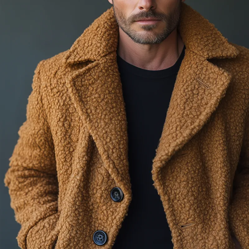 Men's Retro Casual Fleece Mid-Length Coat MTA3074J2TO sold by Manly product image thumbnail 3