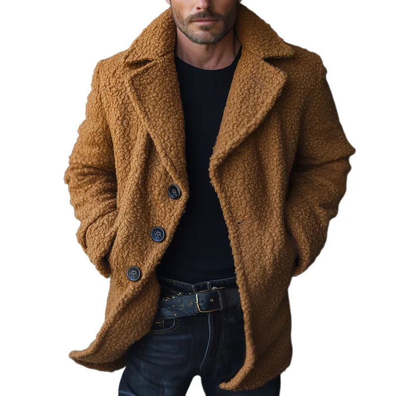 Men's Retro Casual Fleece Mid-Length Coat MTA3074J2TO sold by Manly