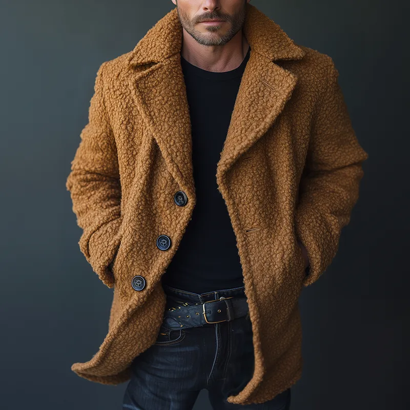 Men's Retro Casual Fleece Mid-Length Coat MTA3074J2TO sold by Manly product image thumbnail 2