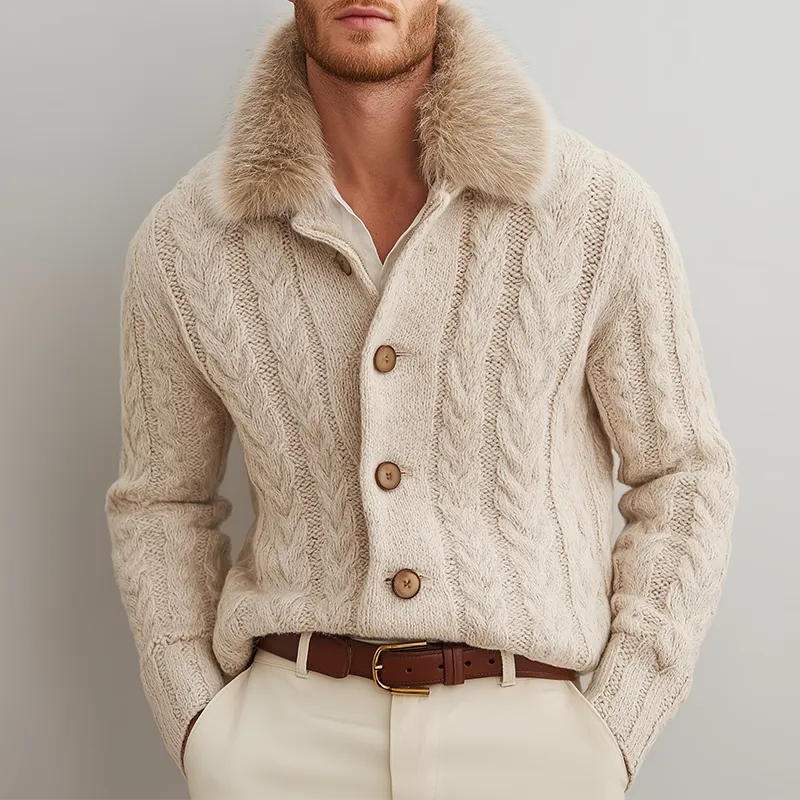 Men's Retro Casual Cable Knit Button Cardigan MTA3104J0TO sold by Manly product image thumbnail 2