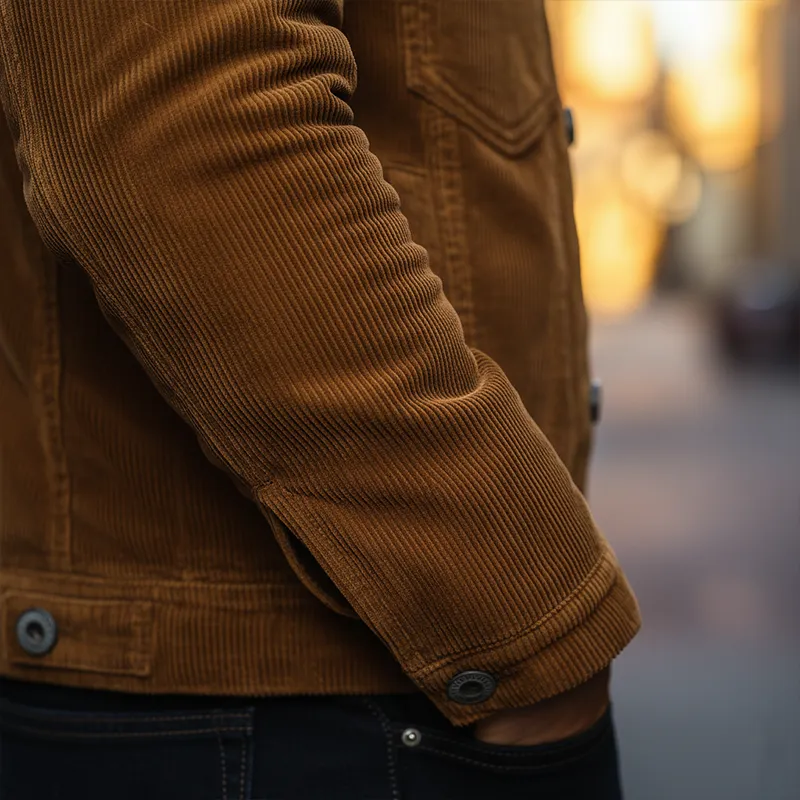 Men's Winter Retro Corduroy Jacket With Detachable Fur Collar MTA0193K5P sold by Manly product image thumbnail 4