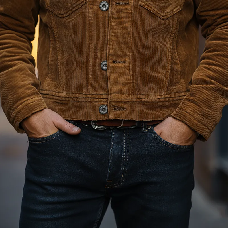 Men's Winter Retro Corduroy Jacket With Detachable Fur Collar MTA0193K5P sold by Manly product image thumbnail 5