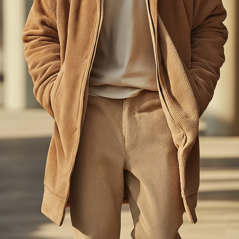 Men's Retro Minimalist Fleece Hooded Warm Zip-Up Coat MTA0123K8P sold by Manly product image thumbnail 5