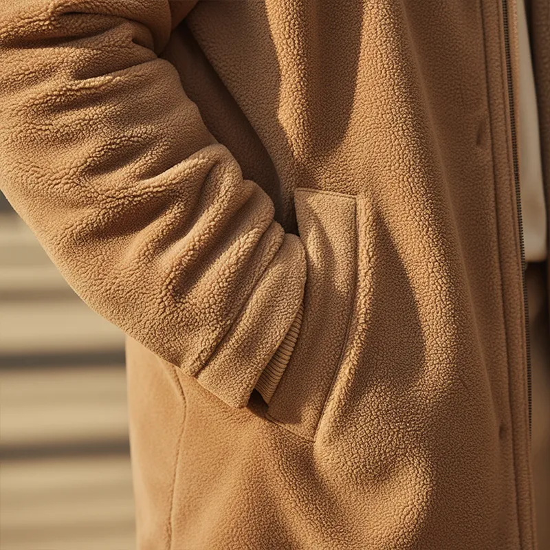 Men's Retro Minimalist Fleece Hooded Warm Zip-Up Coat MTA0123K8P sold by Manly product image thumbnail 3