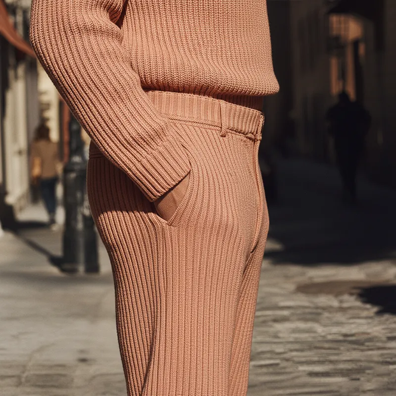 Men's Simple Faux Wool Knit Sweater And Trousers Set MTA0198K3P sold by Manly product image thumbnail 3