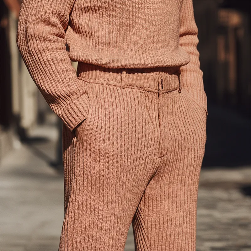 Men's Simple Faux Wool Knit Sweater And Trousers Set MTA0198K3P sold by Manly product image thumbnail 4