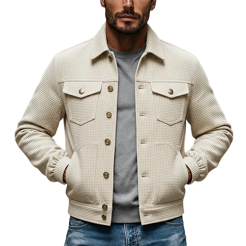Men's Solid Color Waffle Collar Jacket MTA0184K7X sold by Manly