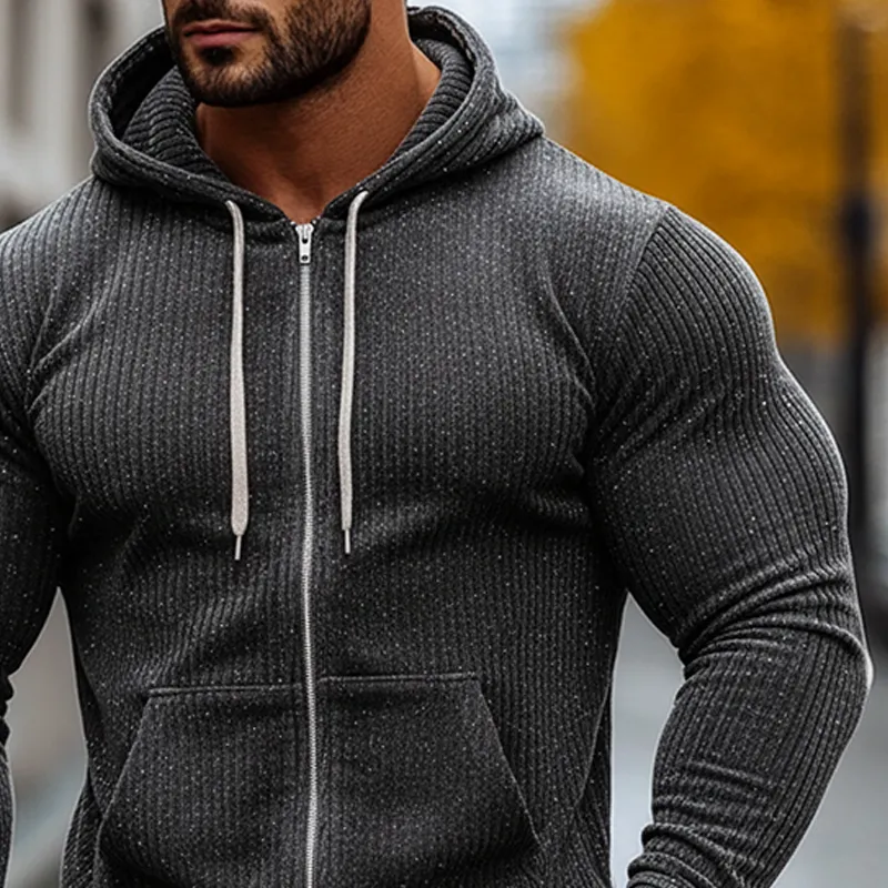 Men's Retro Corduroy Silver Zipper Hooded Jacket MTA0152K3X sold by Manly product image thumbnail 3