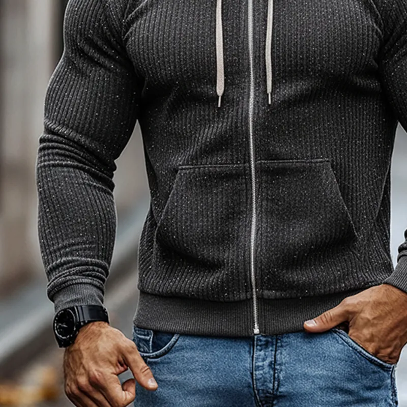 Men's Retro Corduroy Silver Zipper Hooded Jacket MTA0152K3X sold by Manly product image thumbnail 4