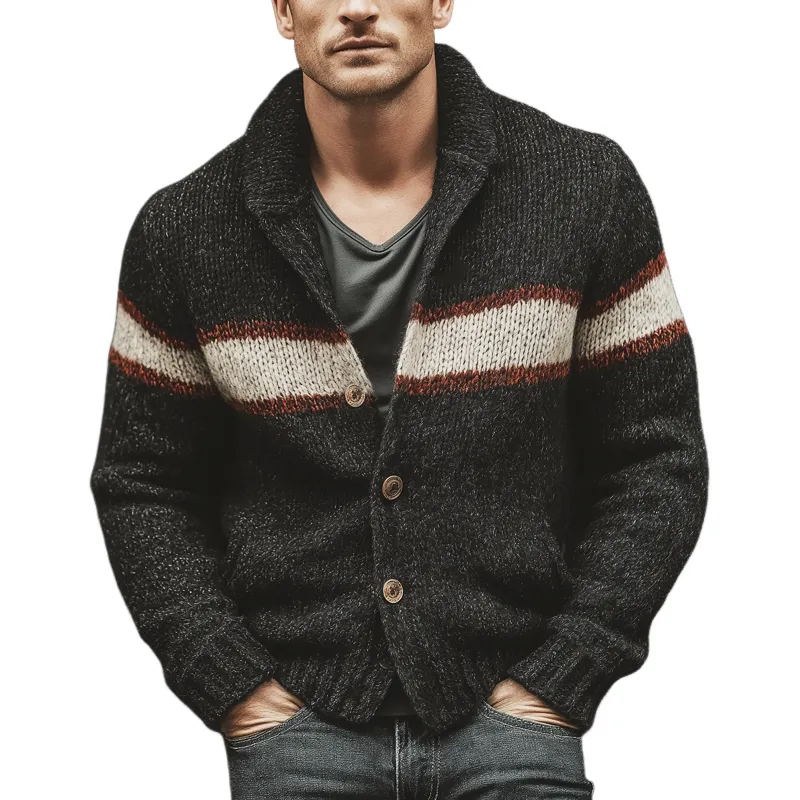 Men's Classic Color-blocked Button-down Knit Cardigan MTA3021J7U sold by Manly