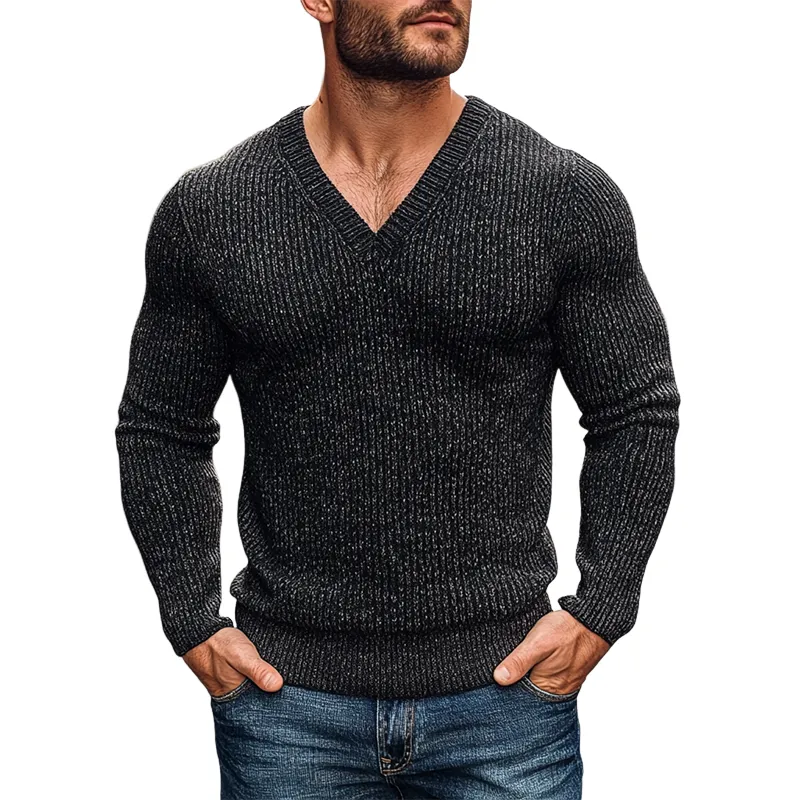 Men's Retro Blended V-Neck Slim Fit Sweater MTA3040J5X sold by Manly
