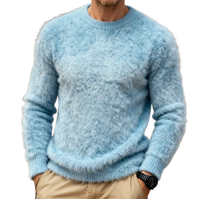 Men's Retro Casual Mohair Knit Crew Neck Pullover Sweater MTA2921J4TO sold by Manly