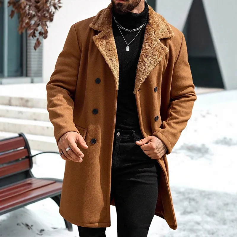 Men's Retro Casual Fur Collar Double-Breasted Overcoat MTA2893J8TO sold by Manly product image thumbnail 2