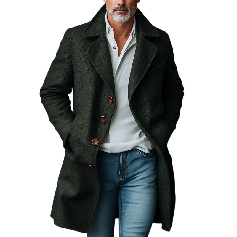 Men's Retro Casual Tweed Single-Breasted Overcoat MTA3063J4TO sold by Manly