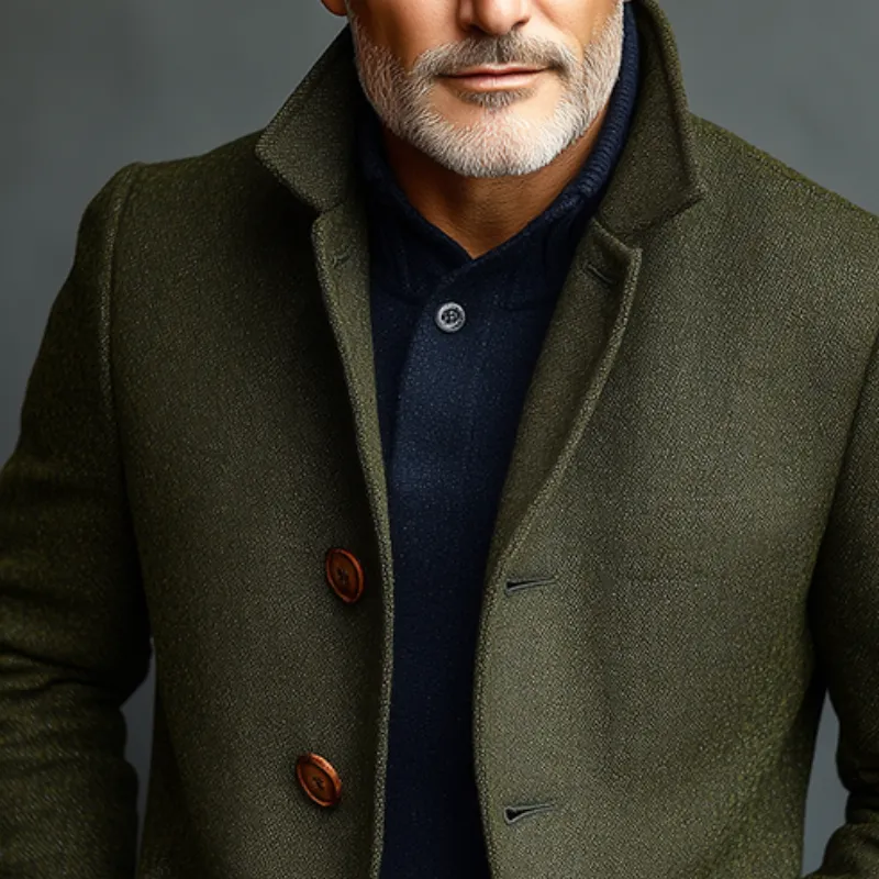 Men's Retro Casual Tweed Single-Breasted Stand Collar Jacket MTA3009J0TO sold by Manly product image thumbnail 3