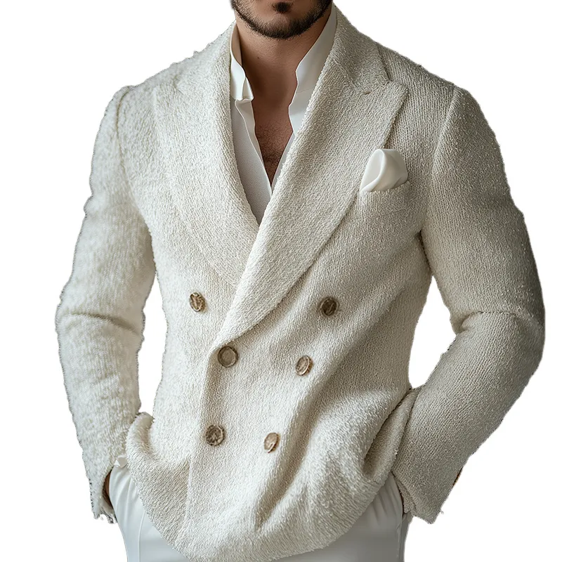 Men's Retro Casual Knit Double-Breasted Cardigan Jacket MTA3016J0TO sold by Manly