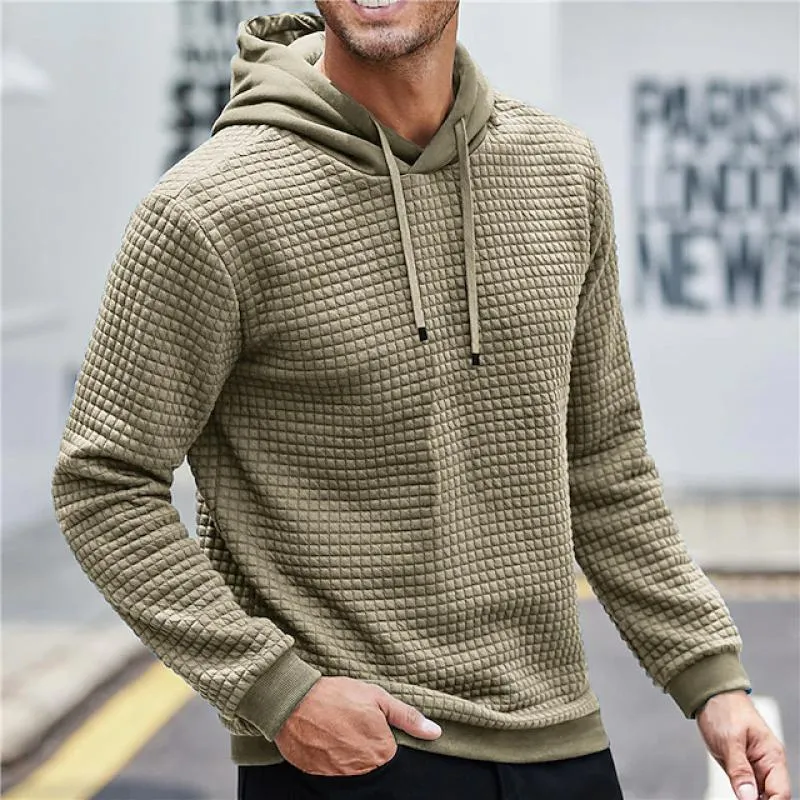 Men's Solid Plaid Long Sleeve Loose Hoodie 70531224Z sold by Manly product image thumbnail 4