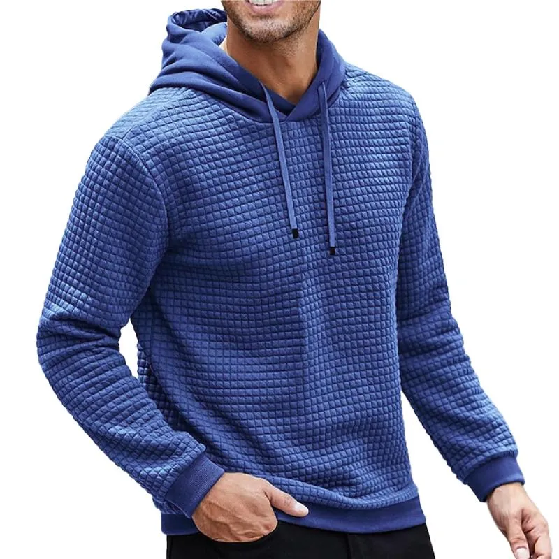 Men's Solid Plaid Long Sleeve Loose Hoodie 70531224Z sold by Manly