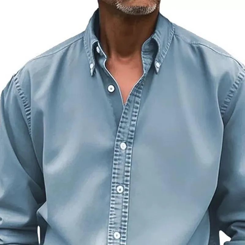 Men's Solid Loose Lapel Long Sleeve Casual Shirt 73513705Z sold by Manly product image thumbnail 2