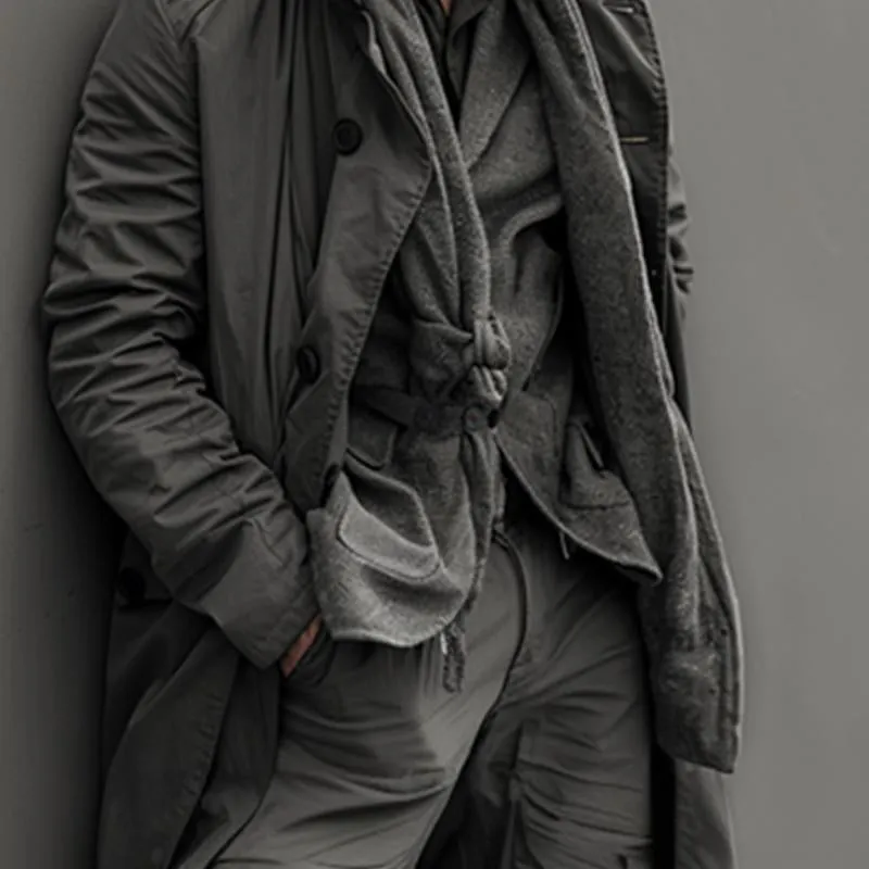 Men's Retro Solid Color Single Breasted Long Trench Coat 01943599X sold by Manly product image thumbnail 3