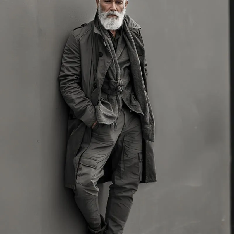 Men's Retro Solid Color Single Breasted Long Trench Coat 01943599X sold by Manly product image thumbnail 2