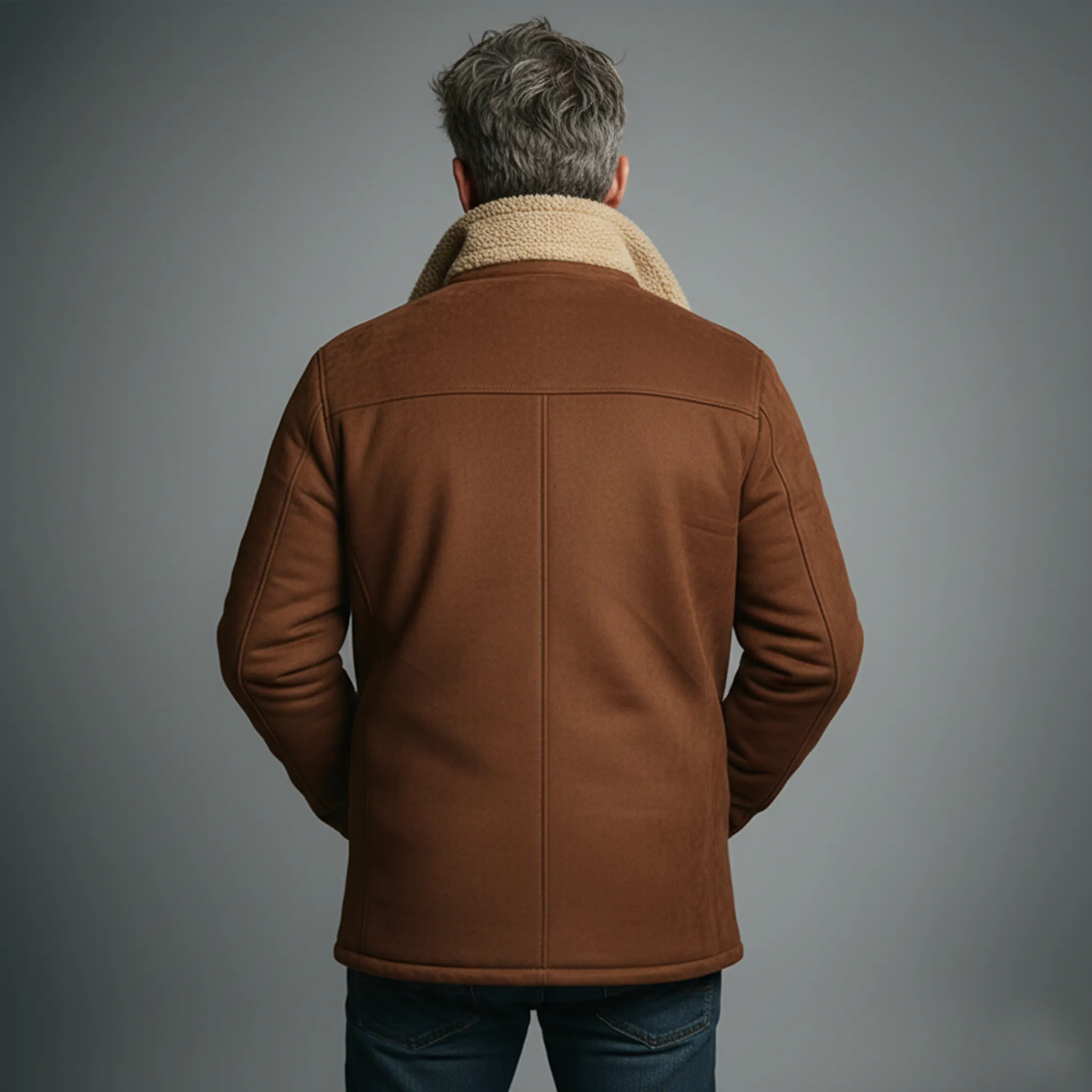 Men's Classic Light Business Fleece Lined And Stand Collar Faux Suede Jacket MTA0320K7K sold by Manly product image thumbnail 4