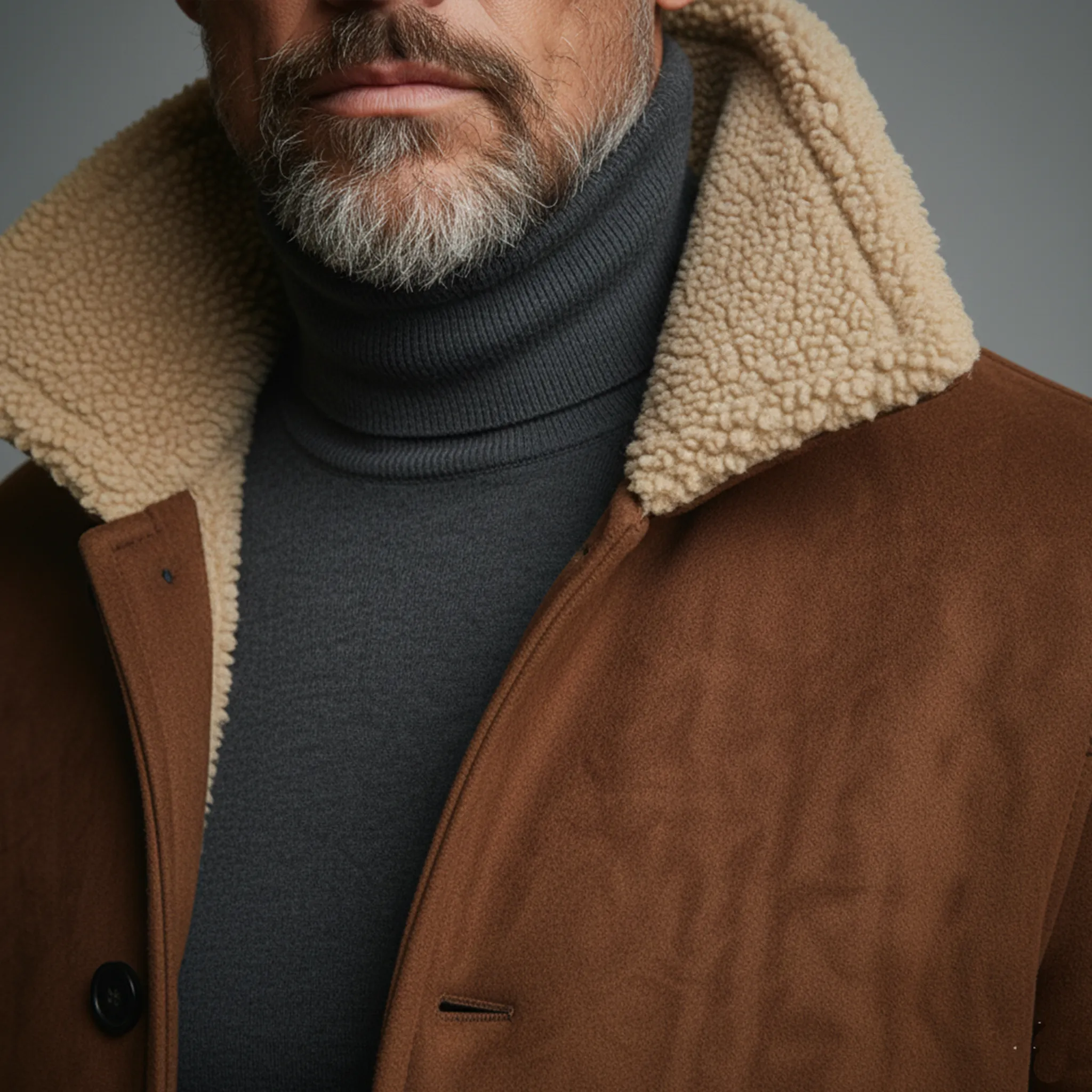 Men's Classic Light Business Fleece Lined And Stand Collar Faux Suede Jacket MTA0320K7K sold by Manly product image thumbnail 5