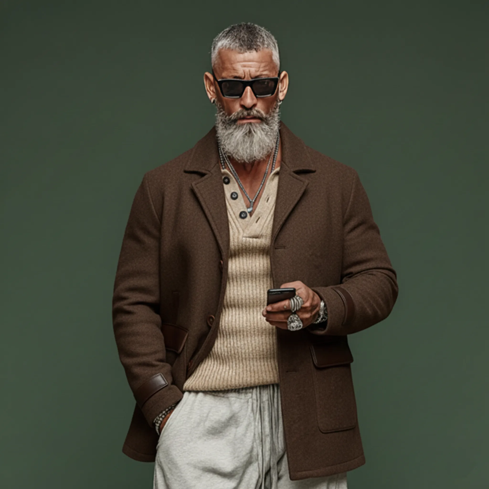 Men's Classic Retro Lapel Patchwork PU Leather Faux Wool Coat MTA0381K8K sold by Manly product image thumbnail 2