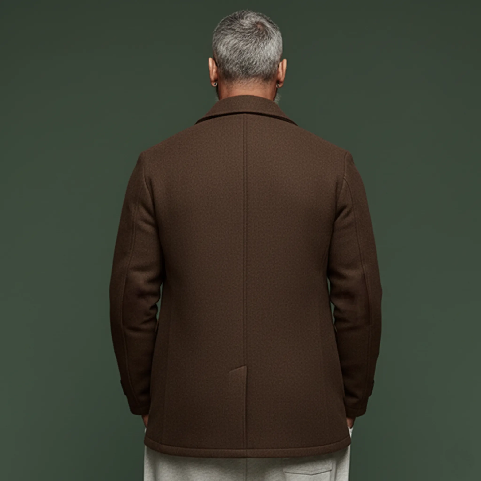 Men's Classic Retro Lapel Patchwork PU Leather Faux Wool Coat MTA0381K8K sold by Manly product image thumbnail 4