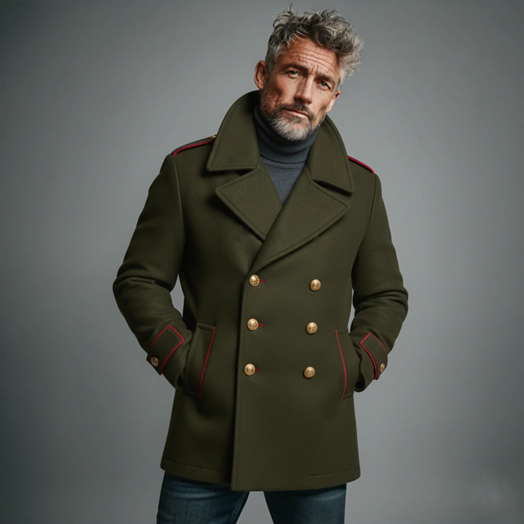 Men's Classic Retro Lapel Double-breasted Faux Wool Coat MTA0320K6K sold by Manly product image thumbnail 2