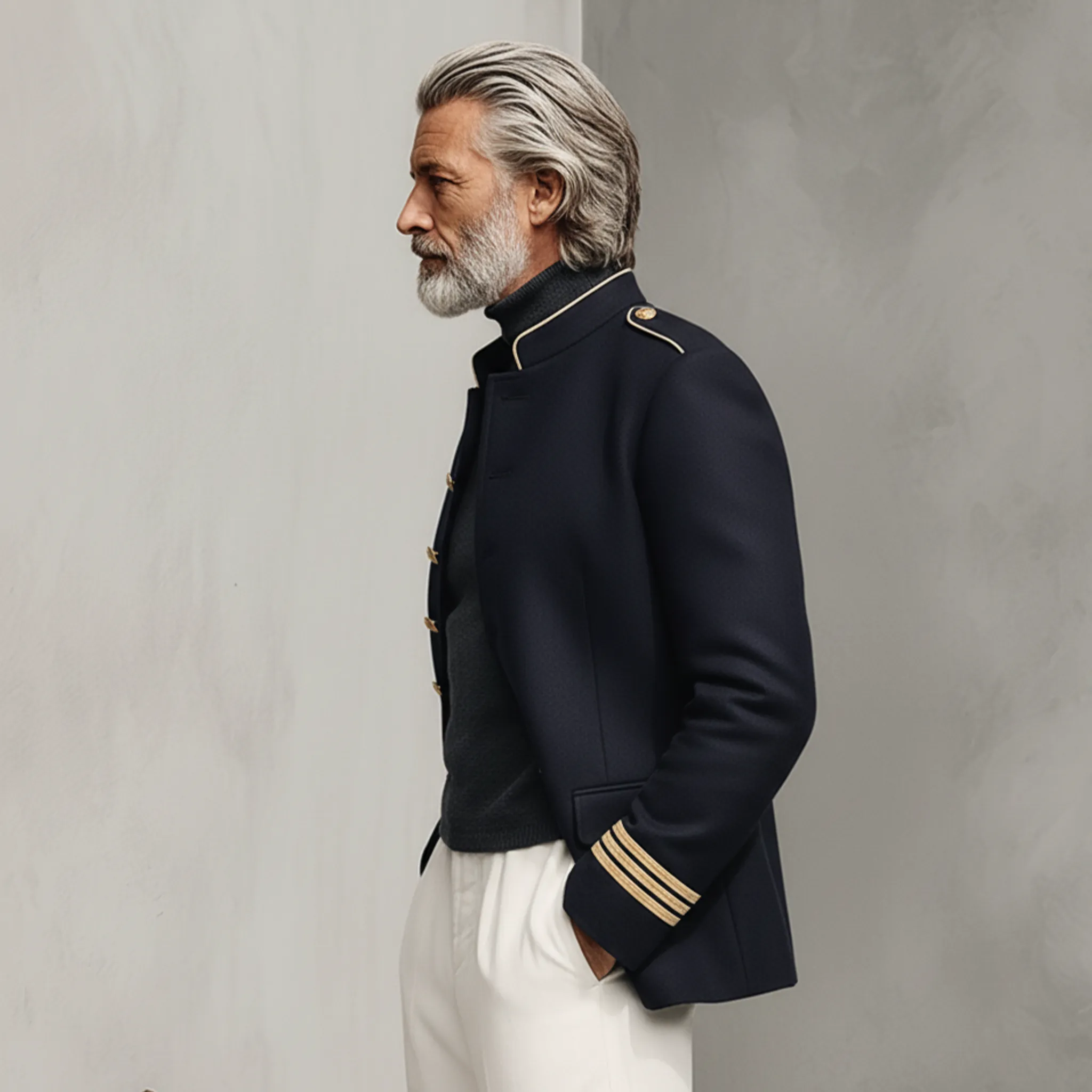 Men's Classic Retro Stand-up Collar Faux Wool Jacket MTA0327K7K sold by Manly product image thumbnail 3