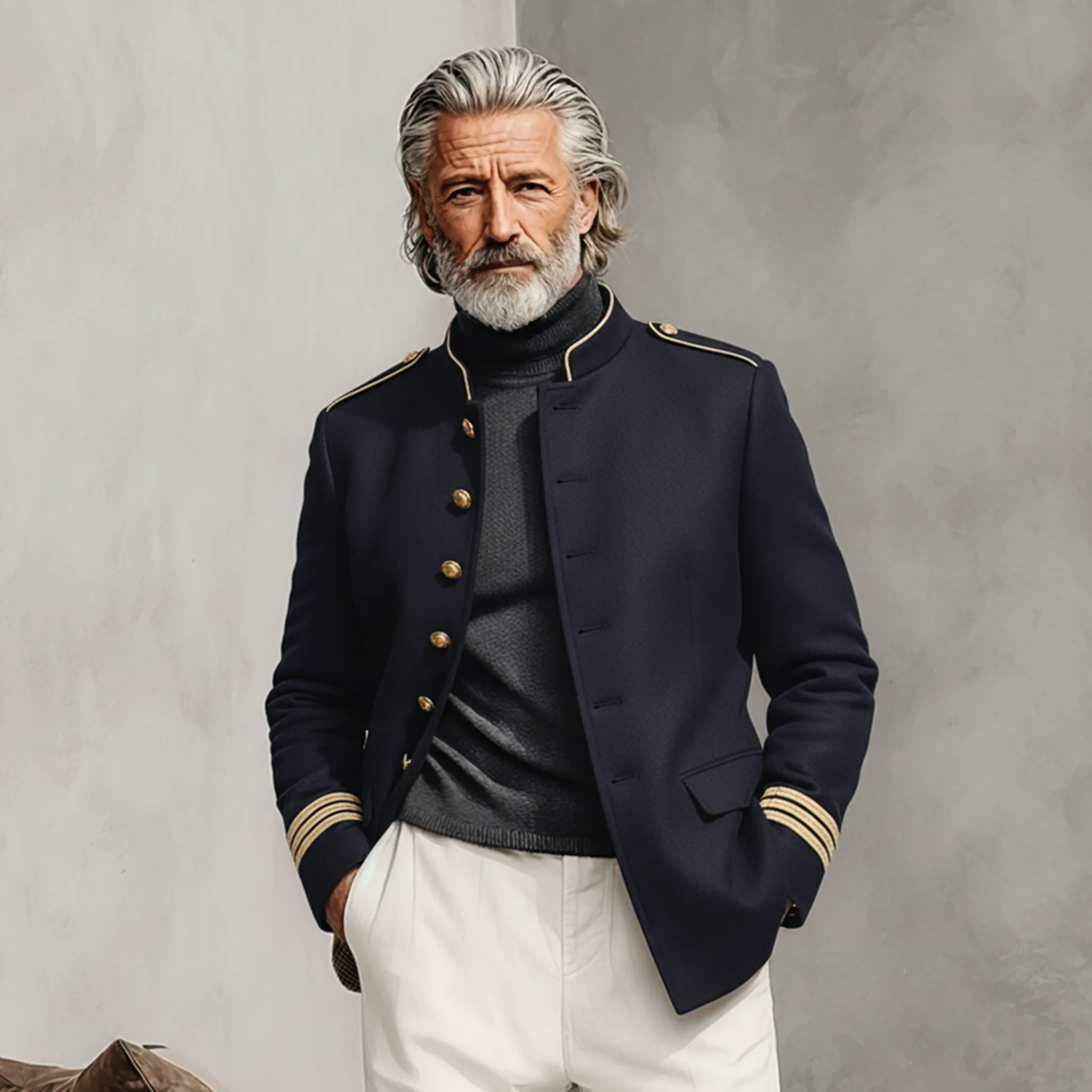 Men's Classic Retro Stand-up Collar Faux Wool Jacket MTA0327K7K sold by Manly product image thumbnail 2