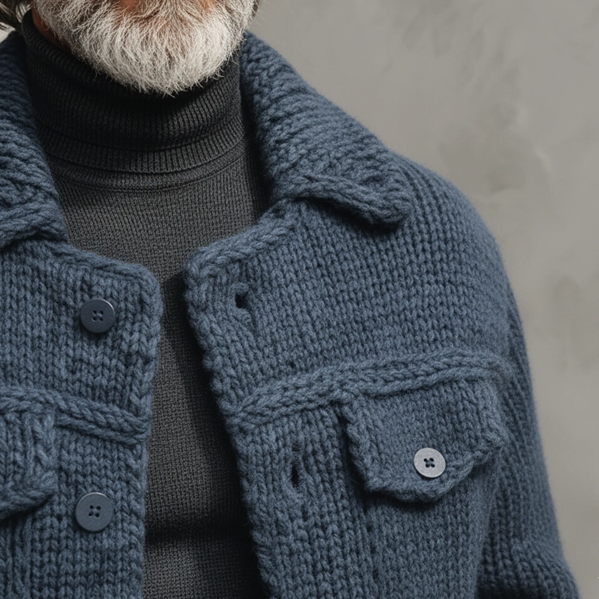 Men's Classic Casual Collared Decorative Pockets Knit Cardigan Jacket MTA0366K0K sold by Manly product image thumbnail 5