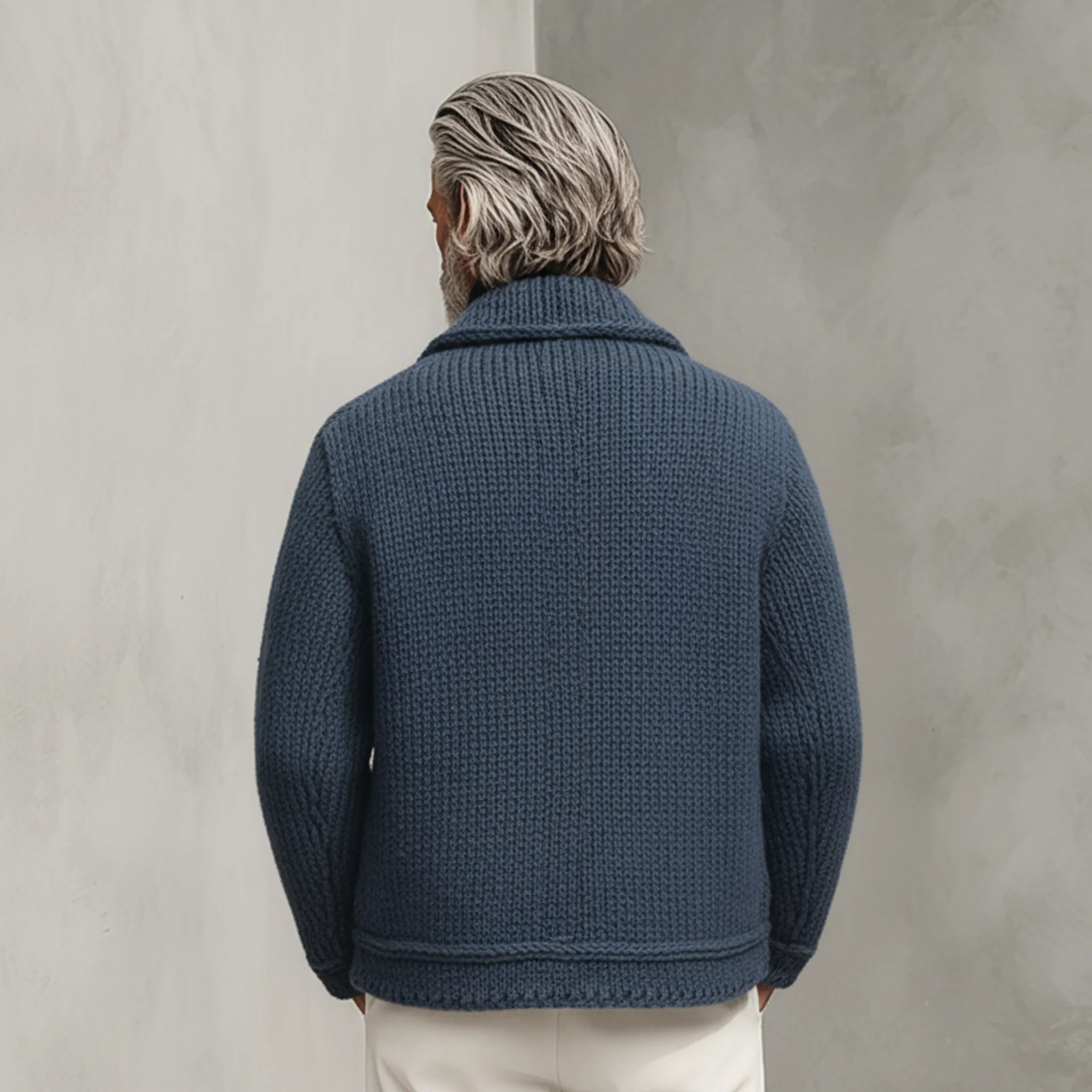 Men's Classic Casual Collared Decorative Pockets Knit Cardigan Jacket MTA0366K0K sold by Manly product image thumbnail 4