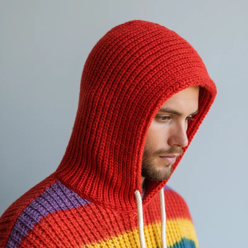 Men's Winter Retro Color-blocked Striped Cotton Hooded Sweater MTA0150K8P sold by Manly product image thumbnail 5