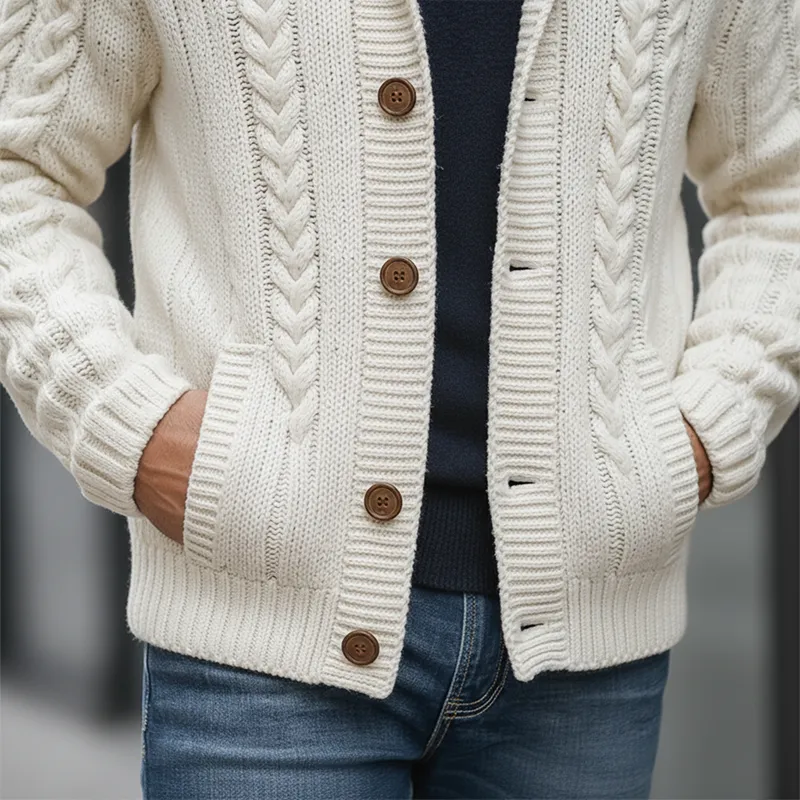 Men's Winter Simple Cotton Yarn Knitted Hooded Cardigan MTA0325K0P sold by Manly product image thumbnail 5