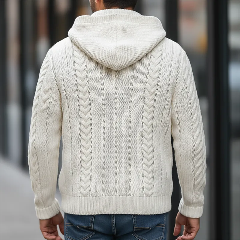 Men's Winter Simple Cotton Yarn Knitted Hooded Cardigan MTA0325K0P sold by Manly product image thumbnail 3