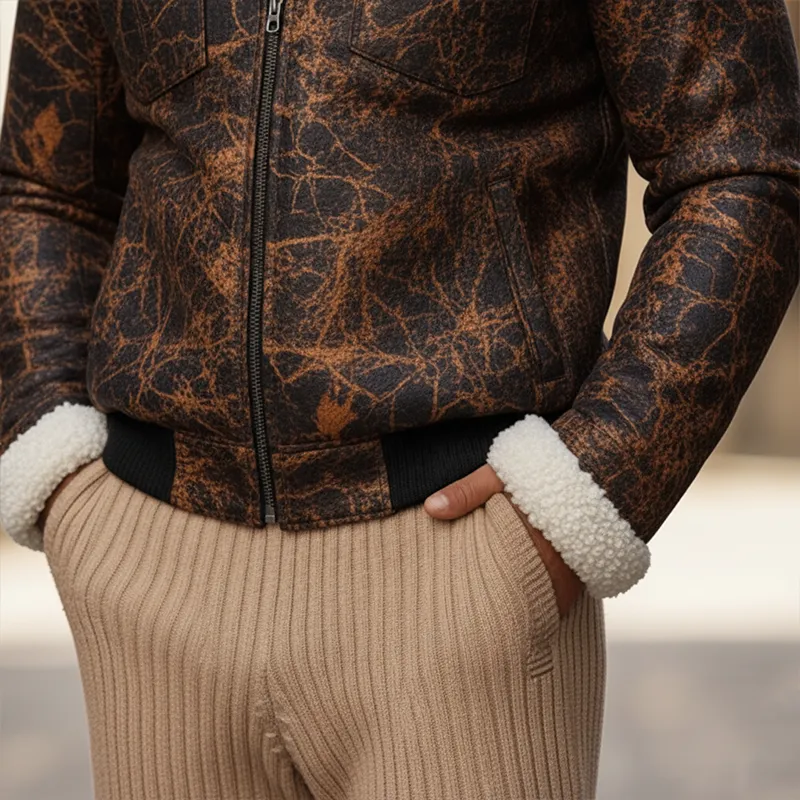 Men's Winter Retro Textured Faux Suede Fleece Mileage Zip-Up Jacket MTA0362K4P sold by Manly product image thumbnail 5