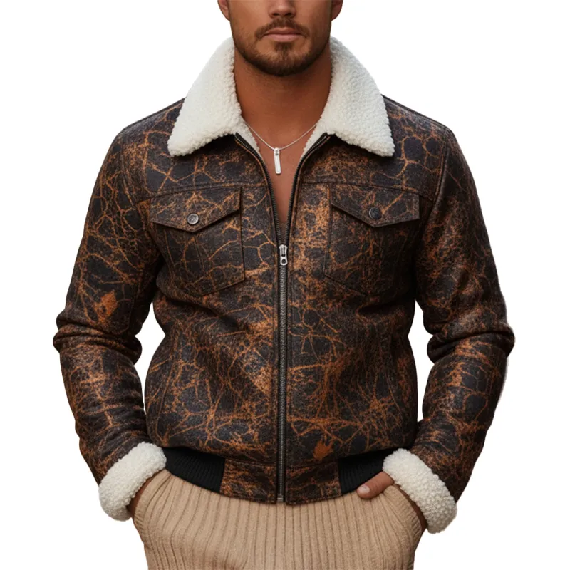 Men's Winter Retro Textured Faux Suede Fleece Mileage Zip-Up Jacket MTA0362K4P sold by Manly