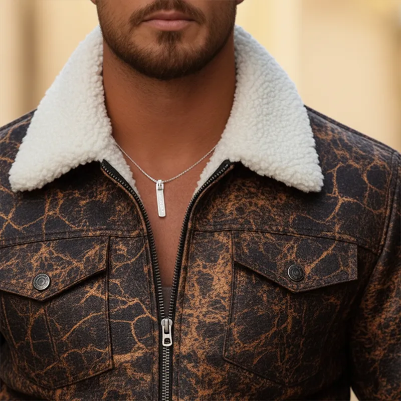 Men's Winter Retro Textured Faux Suede Fleece Mileage Zip-Up Jacket MTA0362K4P sold by Manly product image thumbnail 3