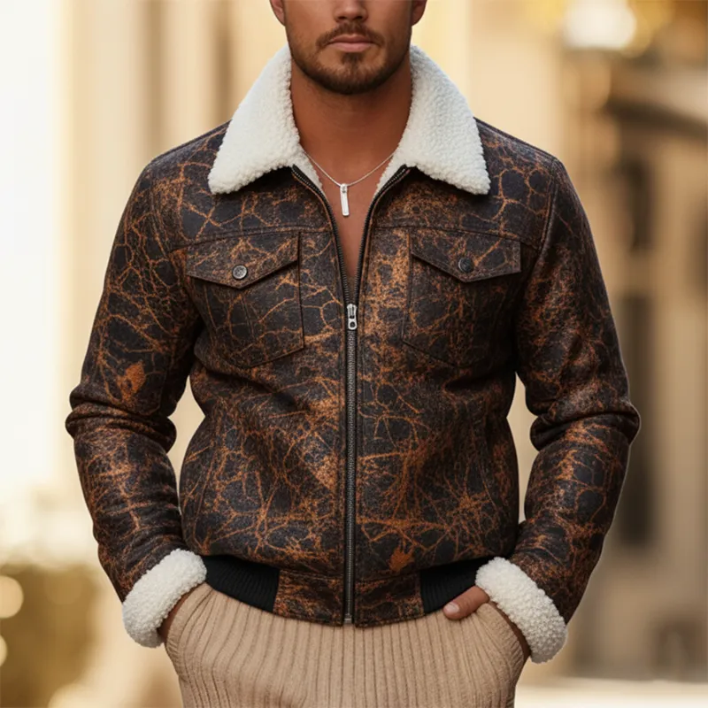 Men's Winter Retro Textured Faux Suede Fleece Mileage Zip-Up Jacket MTA0362K4P sold by Manly product image thumbnail 2