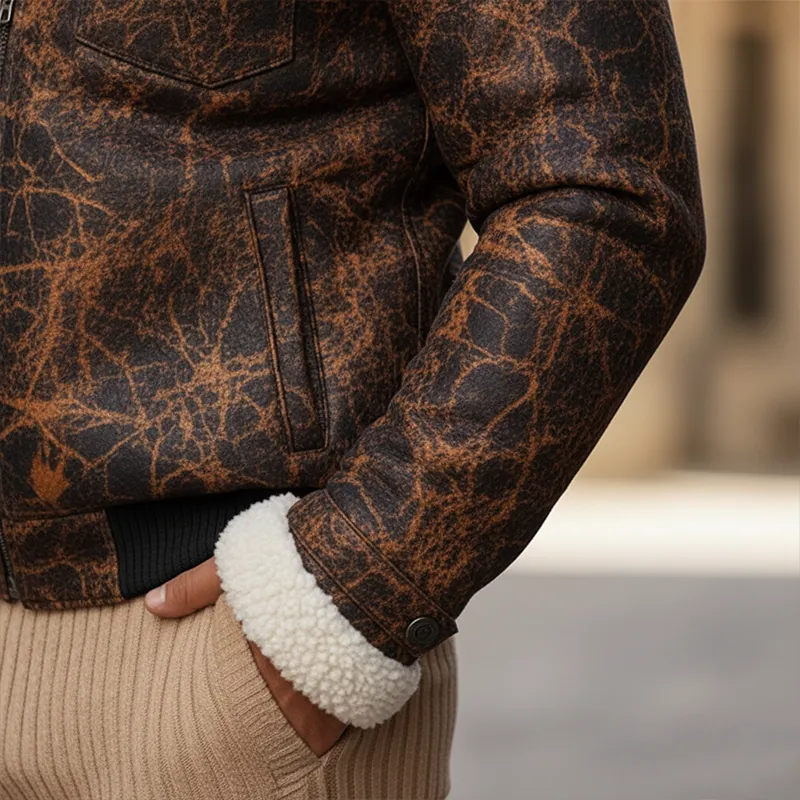 Men's Winter Retro Textured Faux Suede Fleece Mileage Zip-Up Jacket MTA0362K4P sold by Manly product image thumbnail 4