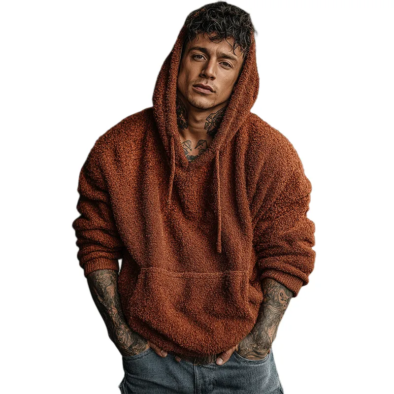 Men's Retro Casual Plush Hoodie MTA0129K3TO sold by Manly