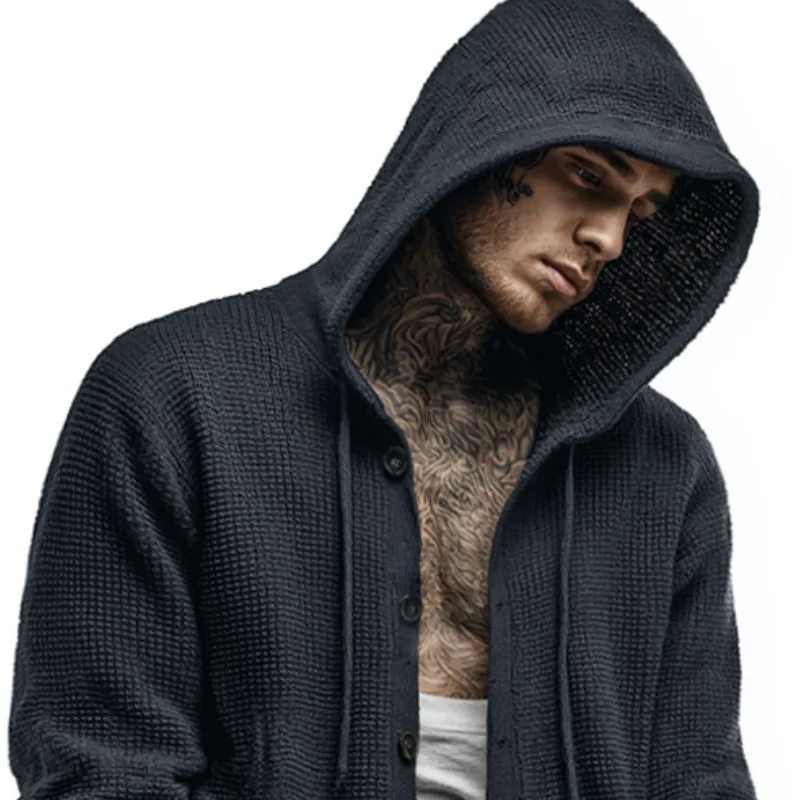 Men's Retro Casual Knitted Hooded Zip-Up Cardigan Jacket MTA0142K1TO sold by Manly product image thumbnail 2