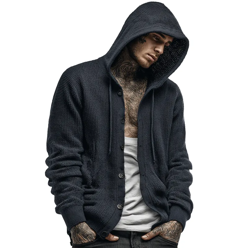 Men's Retro Casual Knitted Hooded Zip-Up Cardigan Jacket MTA0142K1TO sold by Manly