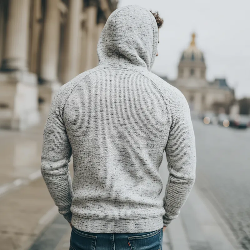 Men's Classic Casual Mottled Knit Slim Fit Hoodie MTA0345K9U sold by Manly product image thumbnail 4