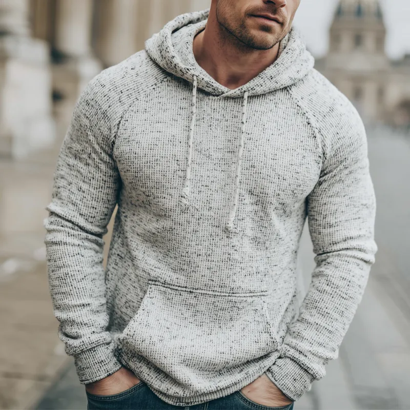 Men's Classic Casual Mottled Knit Slim Fit Hoodie MTA0345K9U sold by Manly product image thumbnail 5