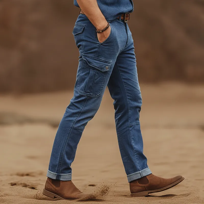 Men's Retro Classic Dark Blue Slim-fit Jeans MTA3139J1U sold by Manly product image thumbnail 3