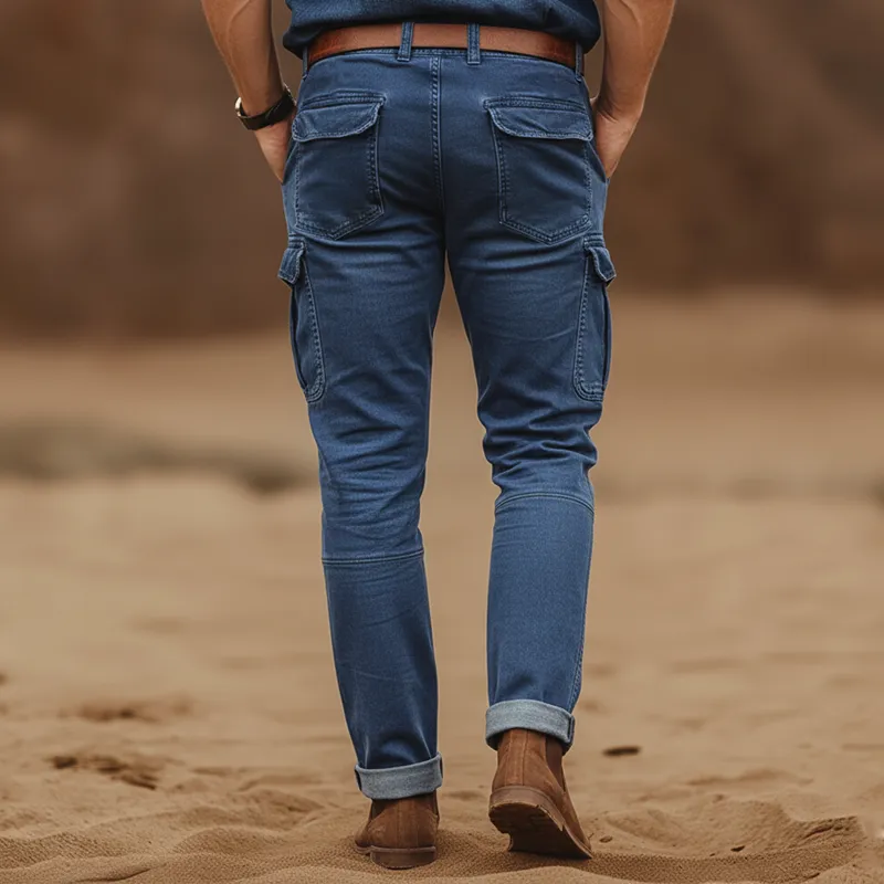 Men's Retro Classic Dark Blue Slim-fit Jeans MTA3139J1U sold by Manly product image thumbnail 4